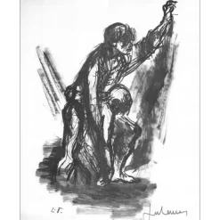 FONTANAROSA Lucien - Lithographie "Personnages" 27x21cm - 1963 - Signée au crayon