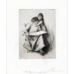 FRIANT Emile - Gravure originale "Le beau livre" 31x23m - 1904