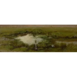 FRIANT Emile - Huile sur papier marouflé sur toile "Etude de marais" 20x54cm