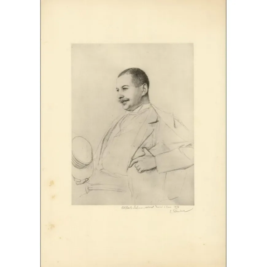 FRIANT Emile - Lithographie "Avocat Albert Salmon à Nancy" 50x32cm - 1897 - Signée