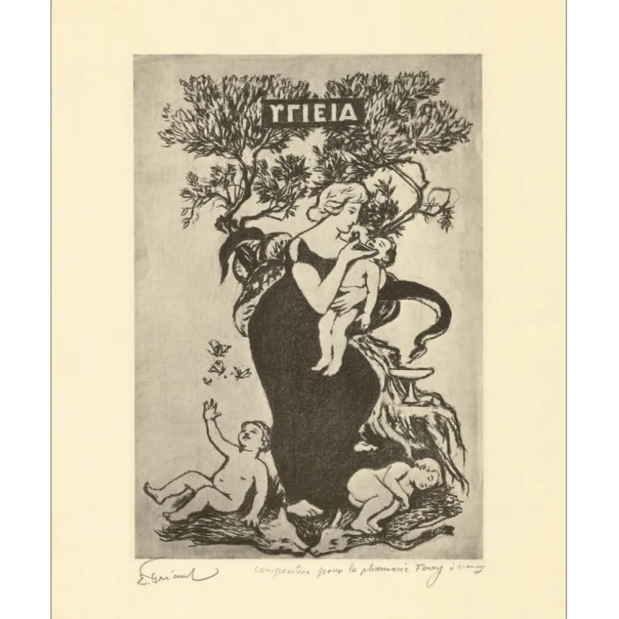 FRIANT Emile - Lithographie "Composition pour la pharmacie Ferry à Nancy" 44x32cm - 1910