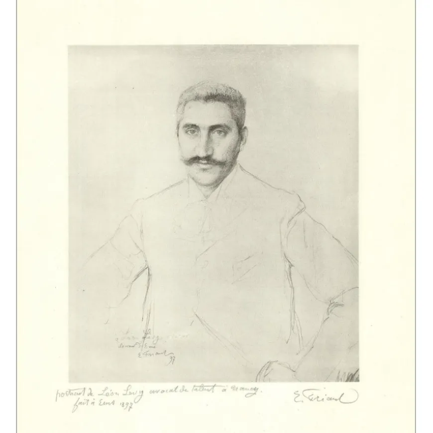 FRIANT Emile - Lithographie "Portrait de Léon LEVY, Avocat à Nancy" 42x26cm - 1897