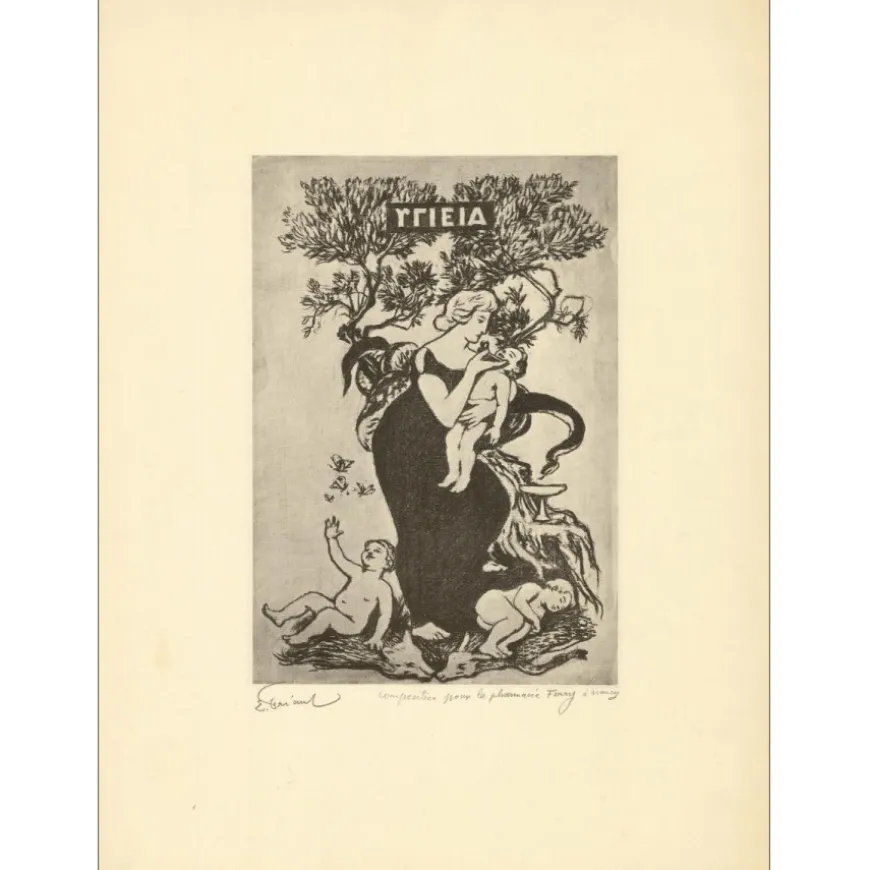 FRIANT Emile - Lithographie "Composition pour la pharmacie Ferry à Nancy" 44x32cm - 1910