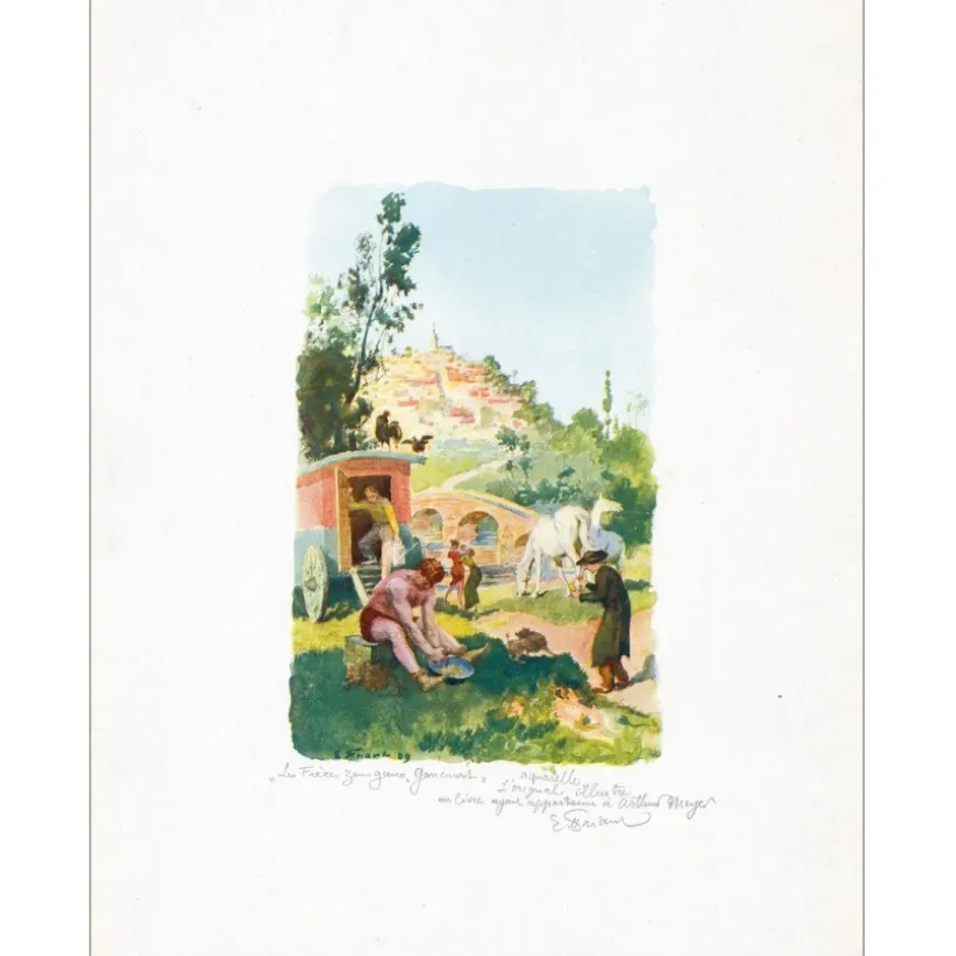 FRIANT Emile - Lithographie "Les frères Zenigano à Goncourt" 32x25cm - 1909