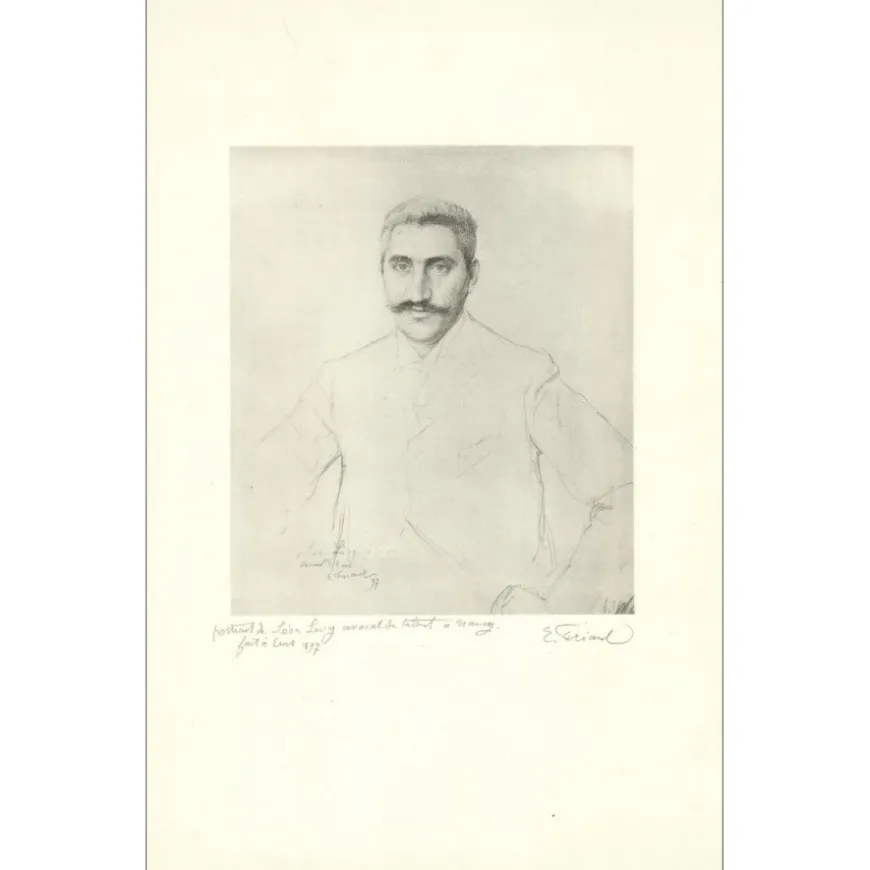 FRIANT Emile - Lithographie "Portrait de Léon LEVY, Avocat à Nancy" 42x26cm - 1897
