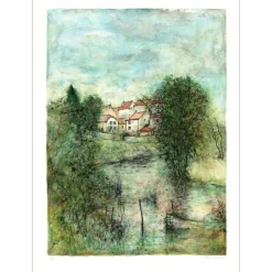 GANTNER Bernard - Lithographie originale "Ruisseau du village" 66x48cm