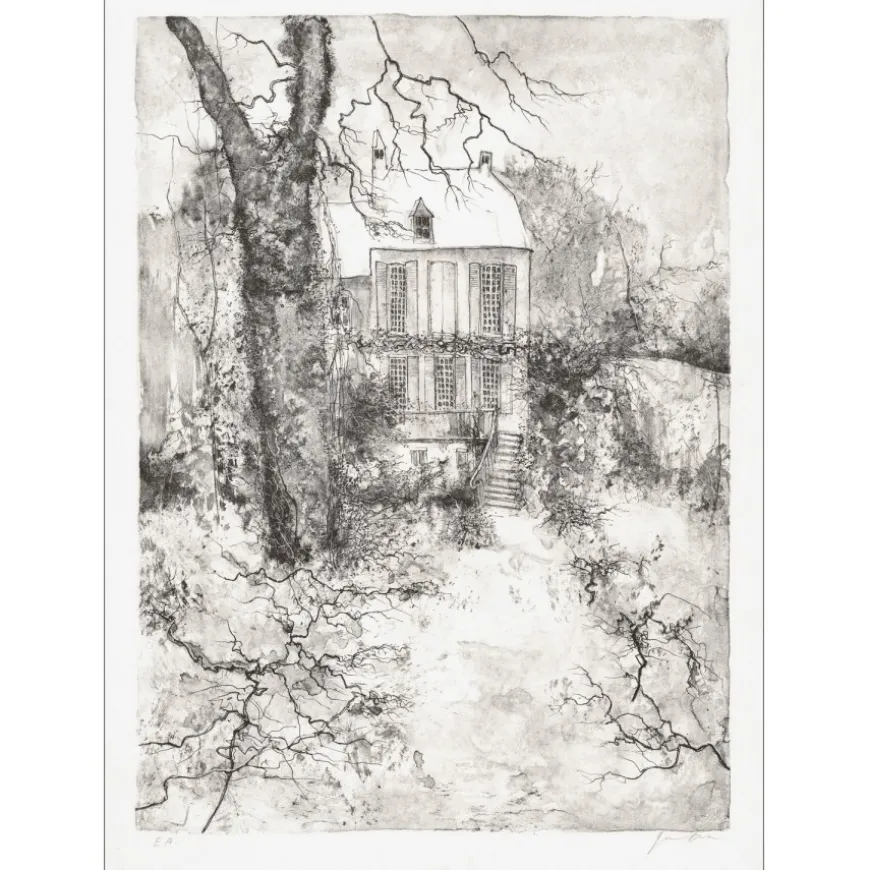 GANTNER Bernard - Lithographie originale "Le Château" 66x48 cm - Papier Japon