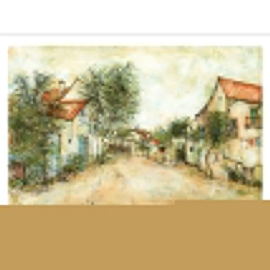 GANTNER Bernard - Lithographie originale "Le hameau fleuri" 54x76cm