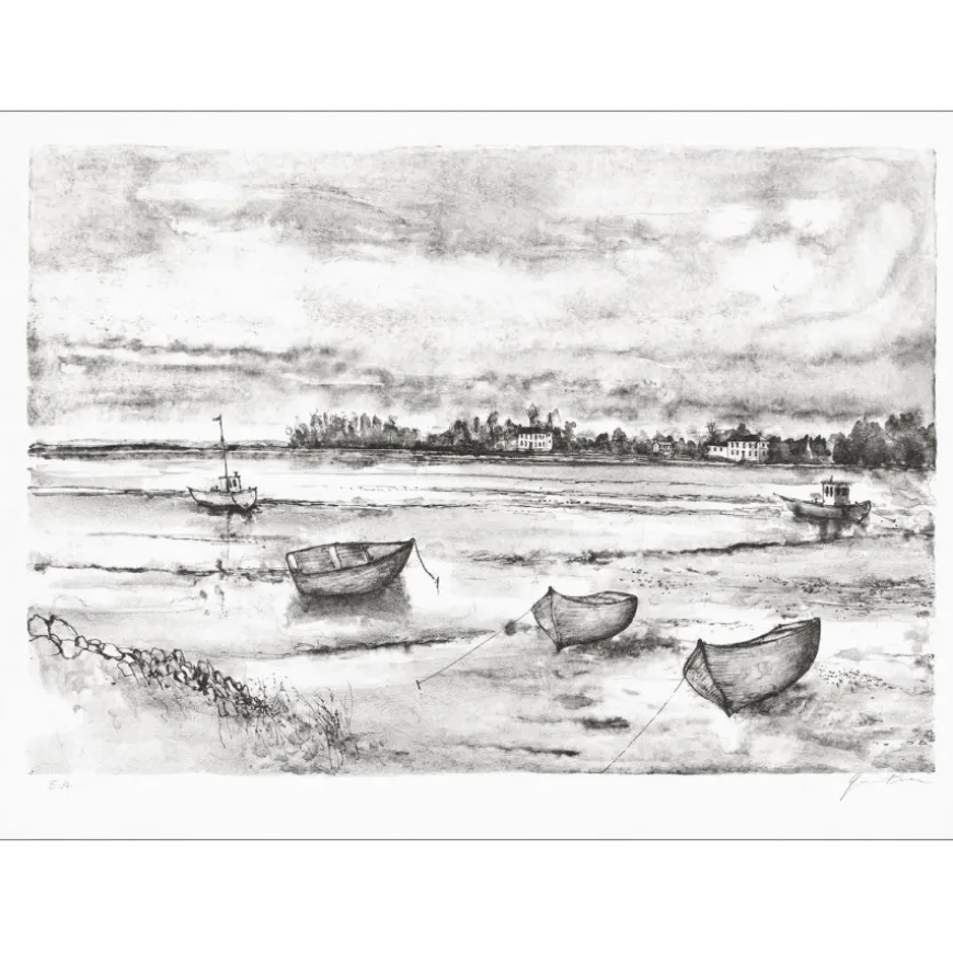 GANTNER Bernard - Lithographie originale "Marée basse" 48x66 cm - Papier Japon