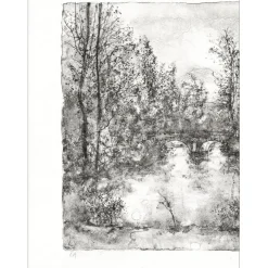 GANTNER Bernard - Lithographie originale "Le pont" 33x48cm