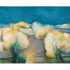 GAVEAU Claude - Lithographie originale "Paysage de campagne" 56x73cm