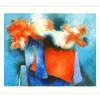 GAVEAU Claude - Lithographie originale "Bouquet au vase bleu" 46x56cm - 1991