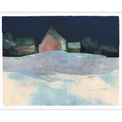 GAVEAU Claude - Lithographie originale "Neige de nuit" 55x76cm