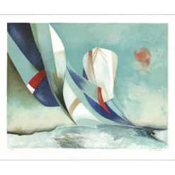 GAVEAU Claude - Lithographie originale "La grande régate" 62x79cm