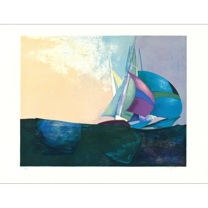 GAVEAU Claude - Lithographie originale "Aurore" 55x76cm