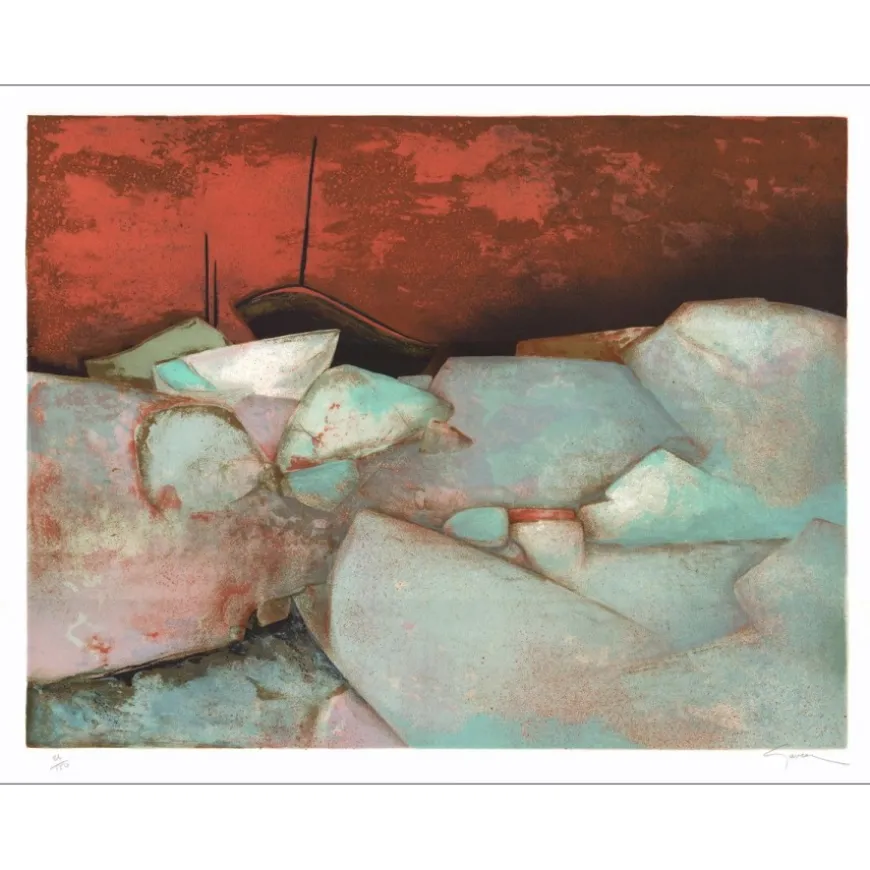 GAVEAU Claude - Lithographie originale "Ciel d'orage" 56x76cm