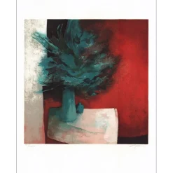 GAVEAU Claude - Lithographie originale "Le bouquet bleu" 76x56cm