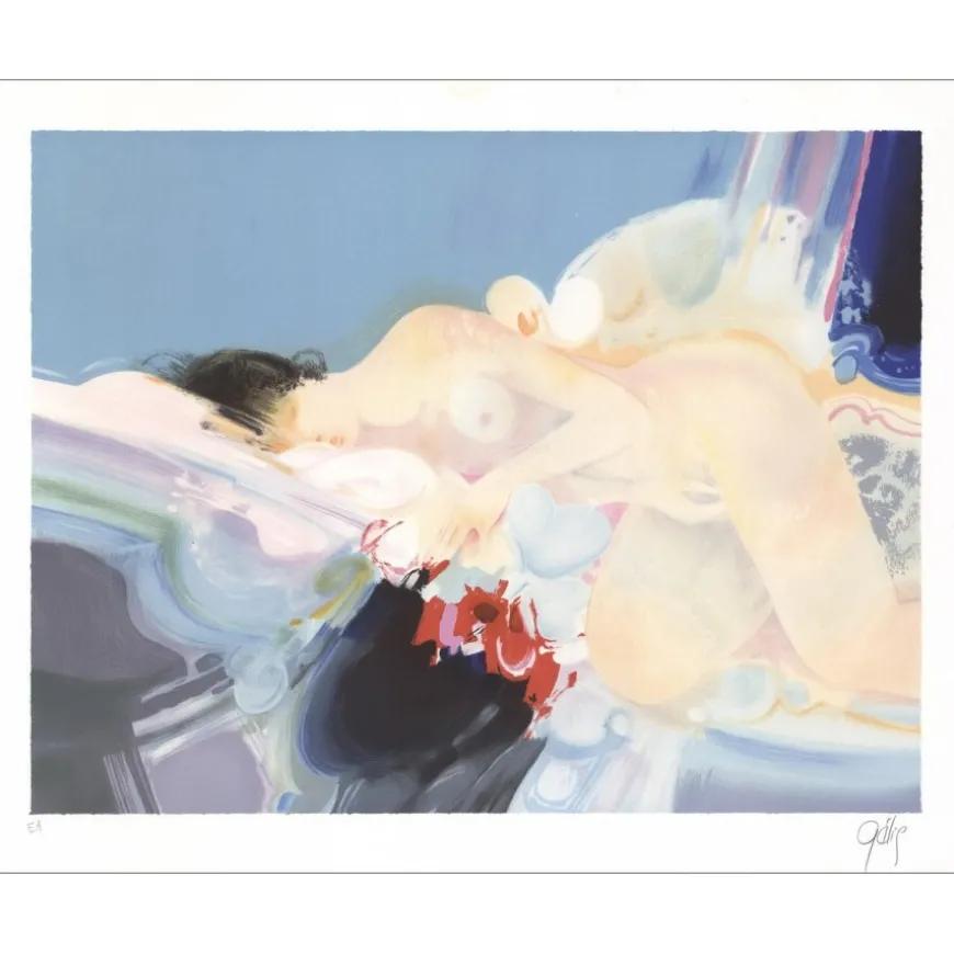 GELIS Daniel - Lithographie originale "Femme endormie" 45x56cm