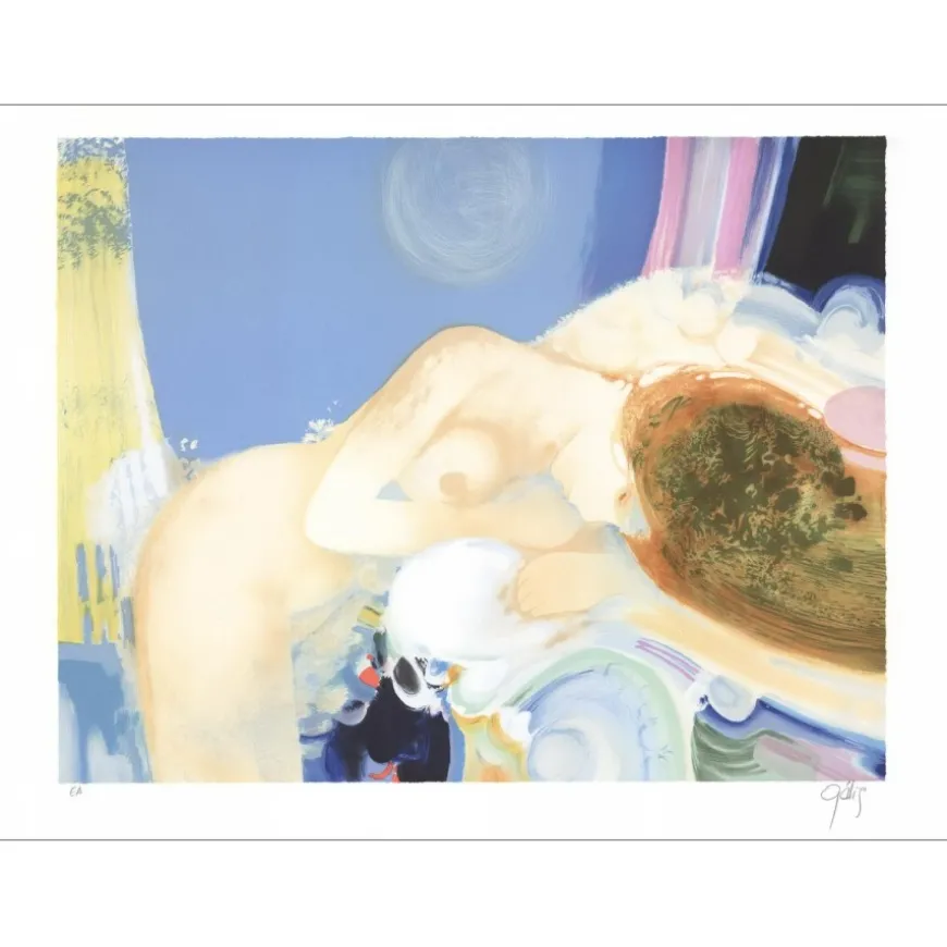 GELIS Daniel - Lithographie originale "Le divan" 45x61cm
