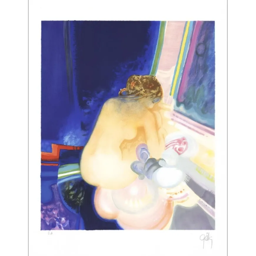 GELIS Daniel - Lithographie originale "Femme secrète" 76x54cm