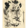 GEN PAUL - Dessin original au fusain "Portrait de Django Reinhard" 30x23cm - 1950