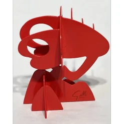 GILLI Claude - Sculpture originale en métal "Arbre rouge" 20x17x13cm