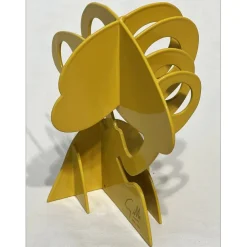 GILLI Claude - Sculpture originale en métal "Arbre jaune" 20x17x13cm
