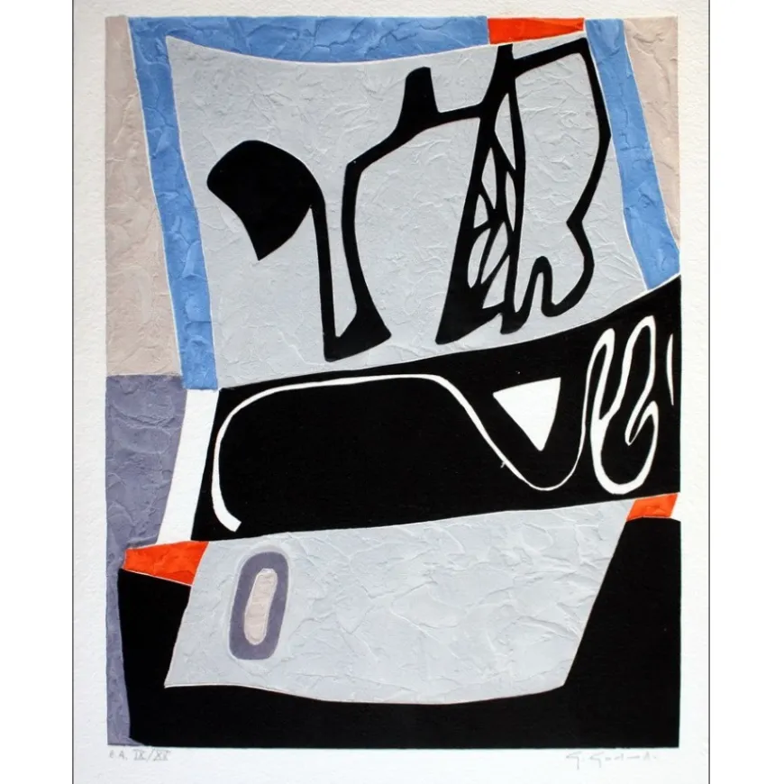 GODARD Gabriel - Gravure originale au carborundum "Composition Abstraite I" 76x56cm