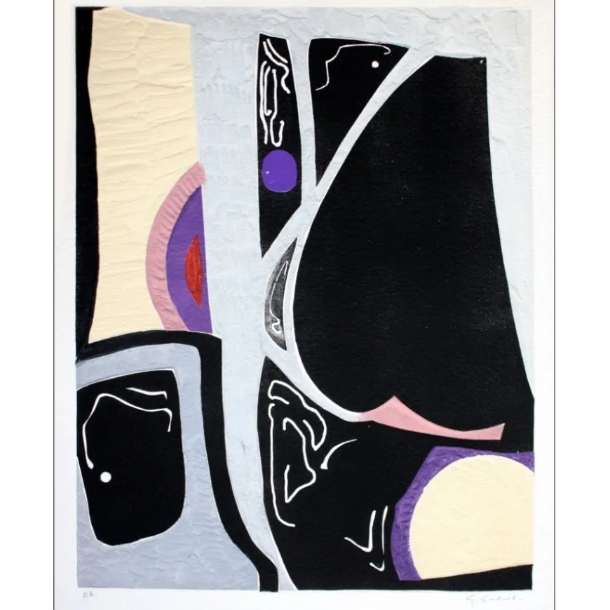 GODARD Gabriel - Gravure originale au carborundum "Composition Abstraite III" 76x56cm