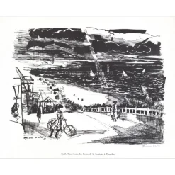 GRAU-SALA Emilio  - Lithographie signée au crayon "Route de la Corniche à Trouville" 27x21cm - 1961