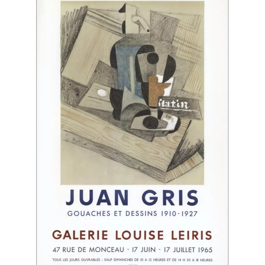 GRIS Juan - Lithographie "Exposition Galerie Louise Leiris, Paris" 68x47cm - 1965