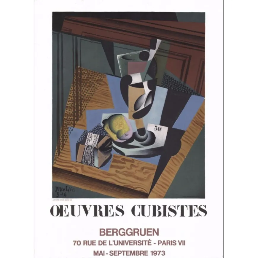 GRIS Juan - Lithographie "Exposition Galerie Berggruen, Paris" 73x51cm - 1973