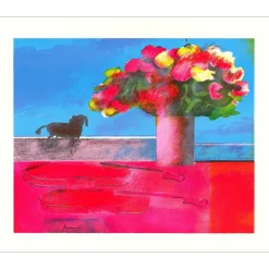 GUIRAMAND Paul - Lithographie originale "Le Bouquet" 47x56cm - 1990