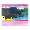GUIRAMAND Paul - Lithographie originale "Les cavaliers" 46x56cm - 1990
