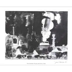GUIRAMAND Paul - Lithographie signée au crayon "Paysage minier dans le nord" 27x21cm - 1961