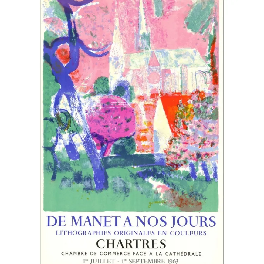 GUIRAMAND Paul - Lithographie "Exposition Chambre de commerce, Chartres" 78x52cm - 1963