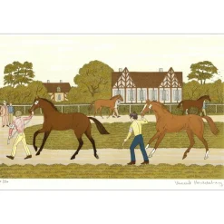 HADDELSEY Vincent - Lithographie originale "Les ventes de yearling" 37x54 cm - 1985 - Signée et Numérotée