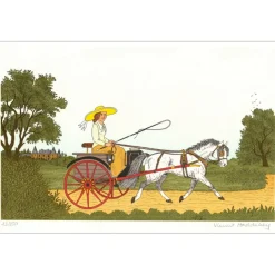 HADDELSEY Vincent - Lithographie originale "Le poney" 37x54 cm - 1985 - Signée et Numérotée