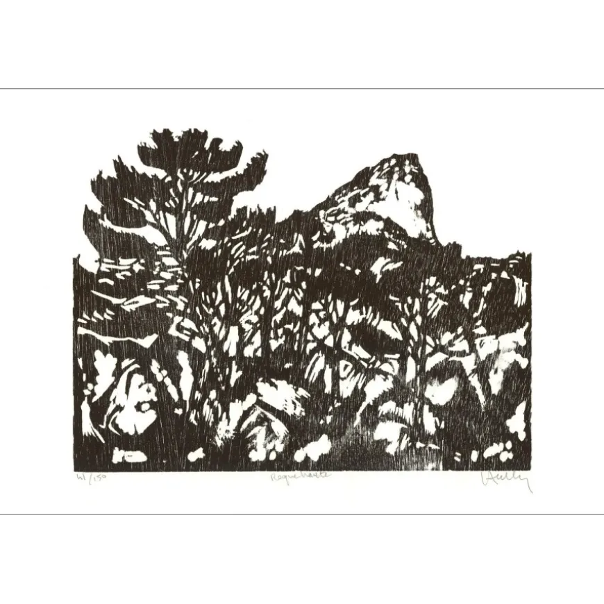 HALLEZ Jacques - Gravure originale "Roque Haute" 38x56cm