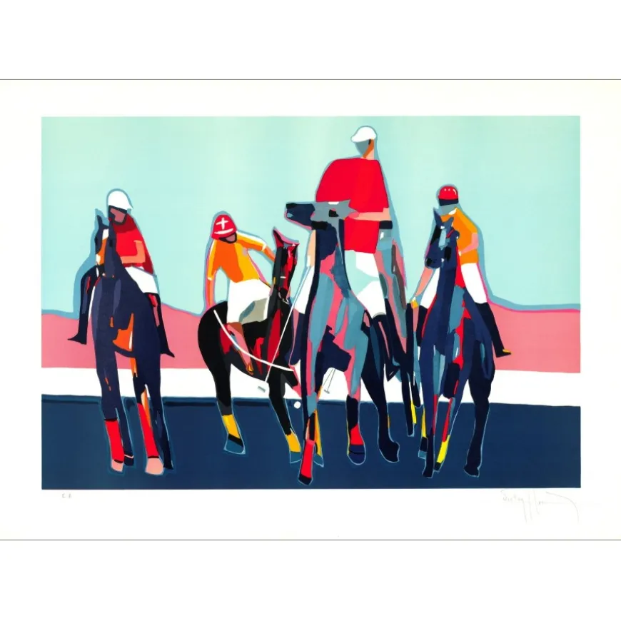 HASCH Victor - Lithographie originale "Joueurs de Polo" 75x105cm