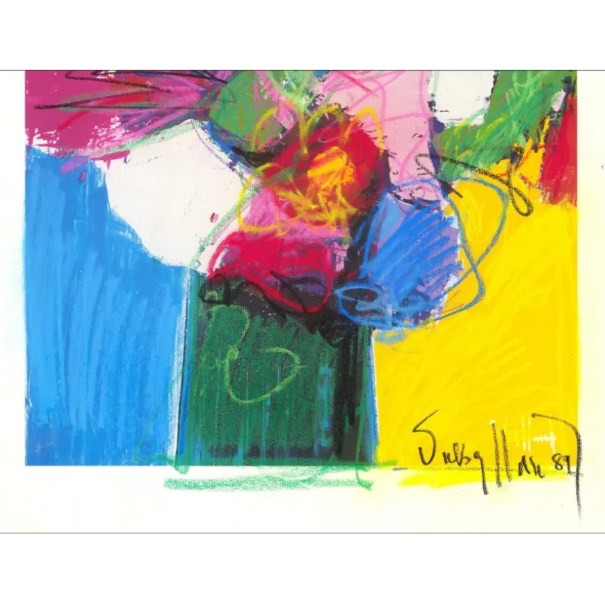 HASCH Victor - Lithographie rehaussée "Le Bouquet de fleurs" 76x56cm
