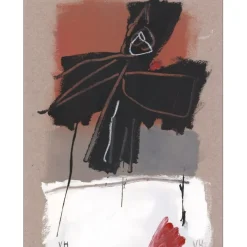 HASCH Victor - Peinture originale à l'acrylique sur papier "Composition" 65x50cm