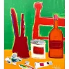 HASCH Victor - Peinture originale à l'acrylique sur toile "Atelier de l'artiste" 65x54cm (15F) - 1991