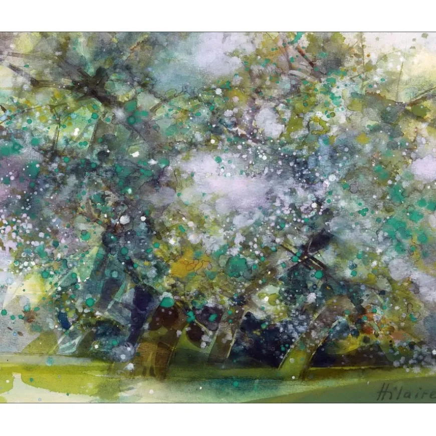 HILAIRE Camille - Aquarelle originale "Matin en Normandie, Le verger" 34x42cm