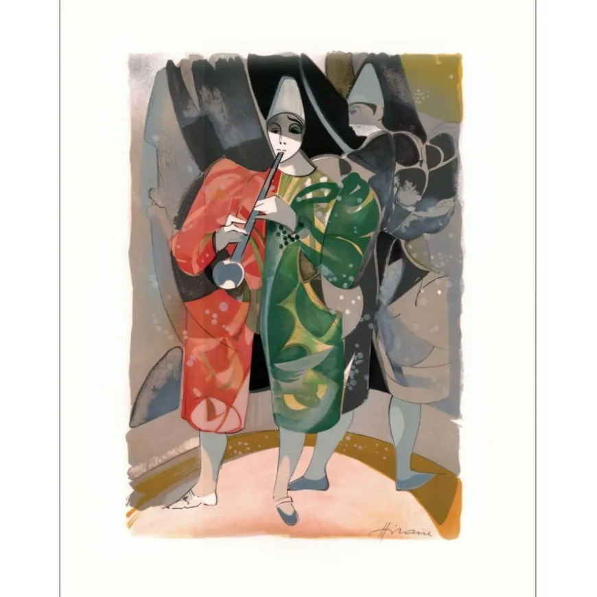 HILAIRE Camille - Lithographie originale "Le cirque, le clown musicien" Vélin 74x53cm