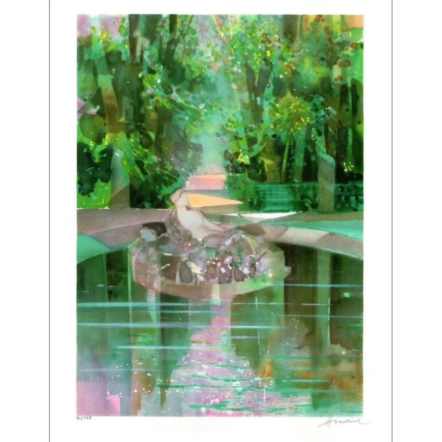 HILAIRE Camille - Lithographie originale "Reflet sur la fontaine" 76x55cm