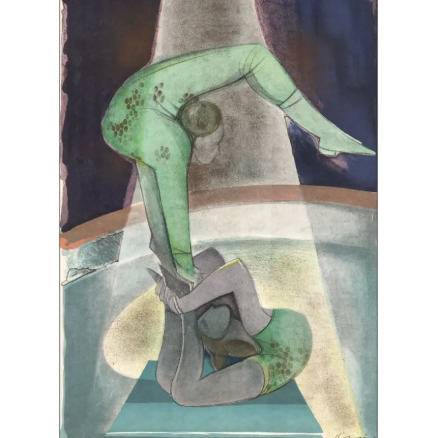 HILAIRE Camille - Lithographie originale "Le cirque, Les contorsionnistes" 53x37cm