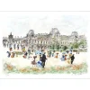 HUCHET Urbain - Lithographie originale "Paris, Les jardins du Louvre" 54x76cm