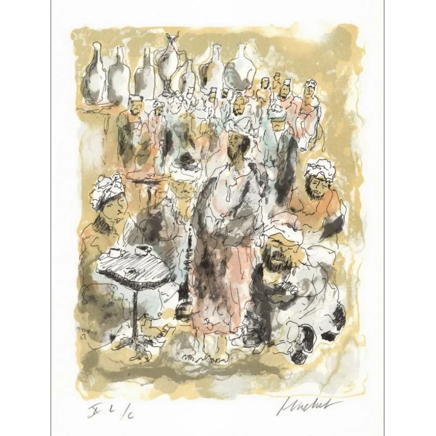 HUCHET Urbain - Lithographie originale "Impressions d'Egypte V" 45x30cm