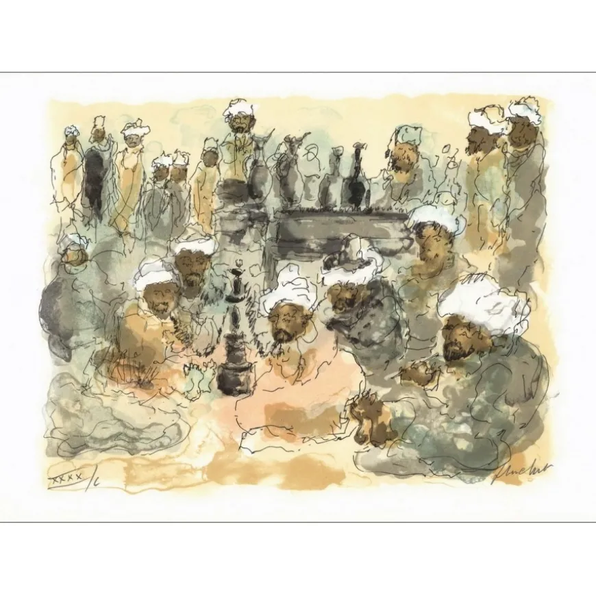 HUCHET Urbain - Lithographie originale "Impressions d'Egypte I" 30x45cm